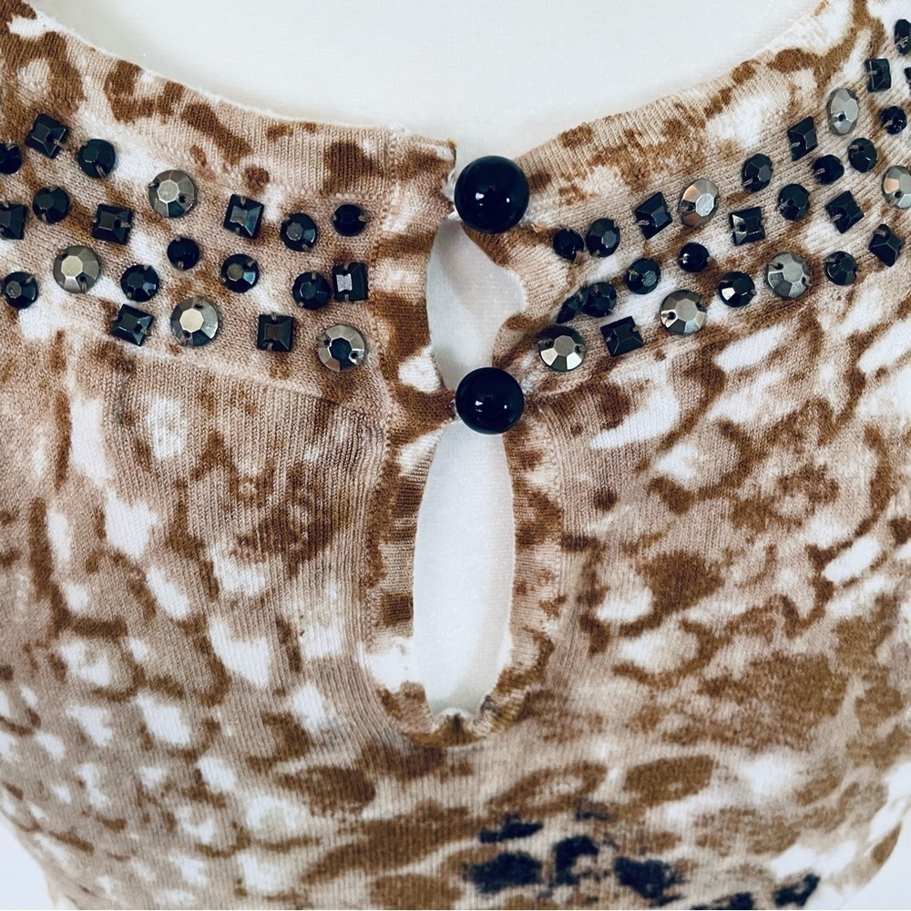 Cache Women's Sleeveless Snakeskin Print Beaded Tank - Size XS - Picture 8 of 12